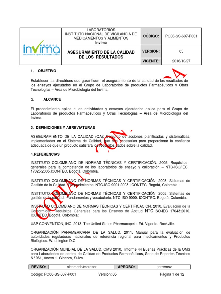 Aseguramiento de Calidad en Microbiología | PDF | Laboratorios | Metrología