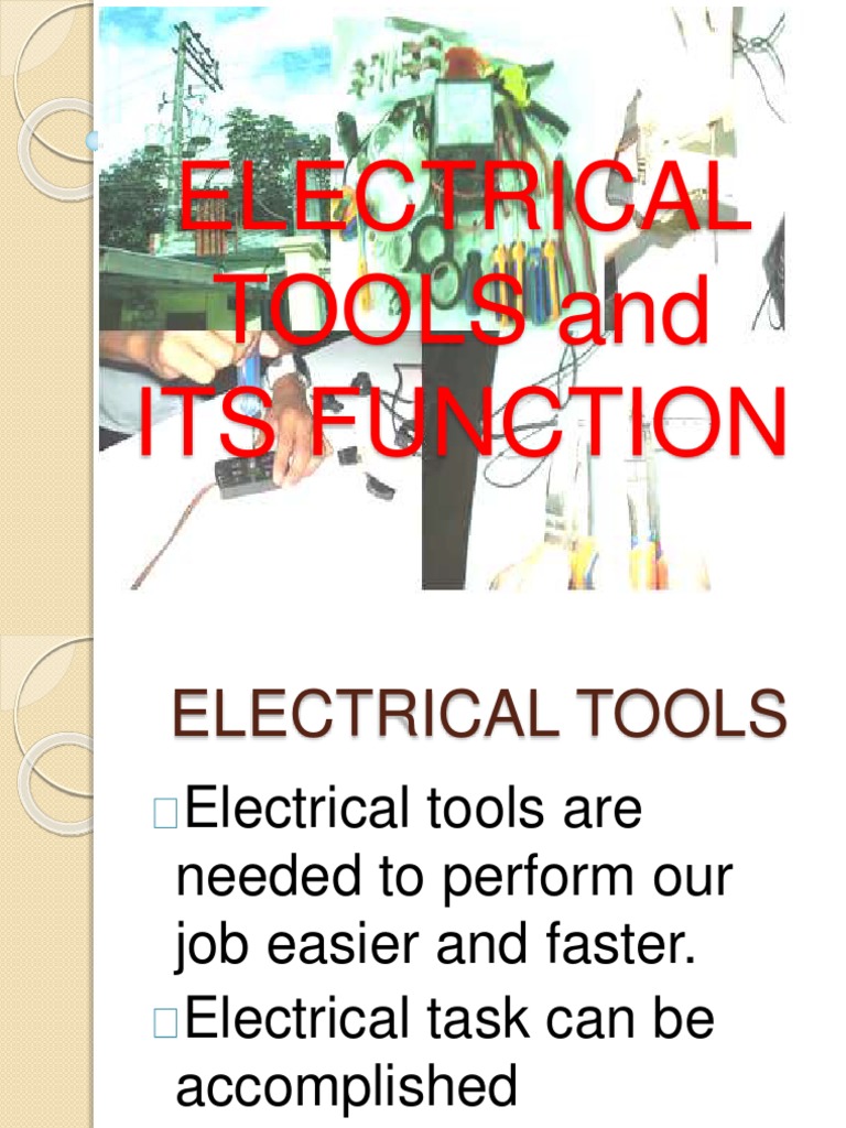 Electrical Tools and Their Functions | PDF | Screw | Machines