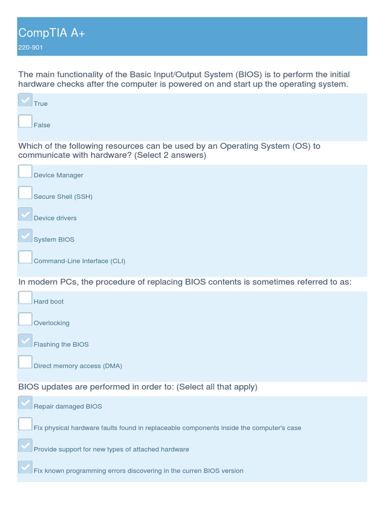 CompTIA A | PDF | Bios | Random Access Memory