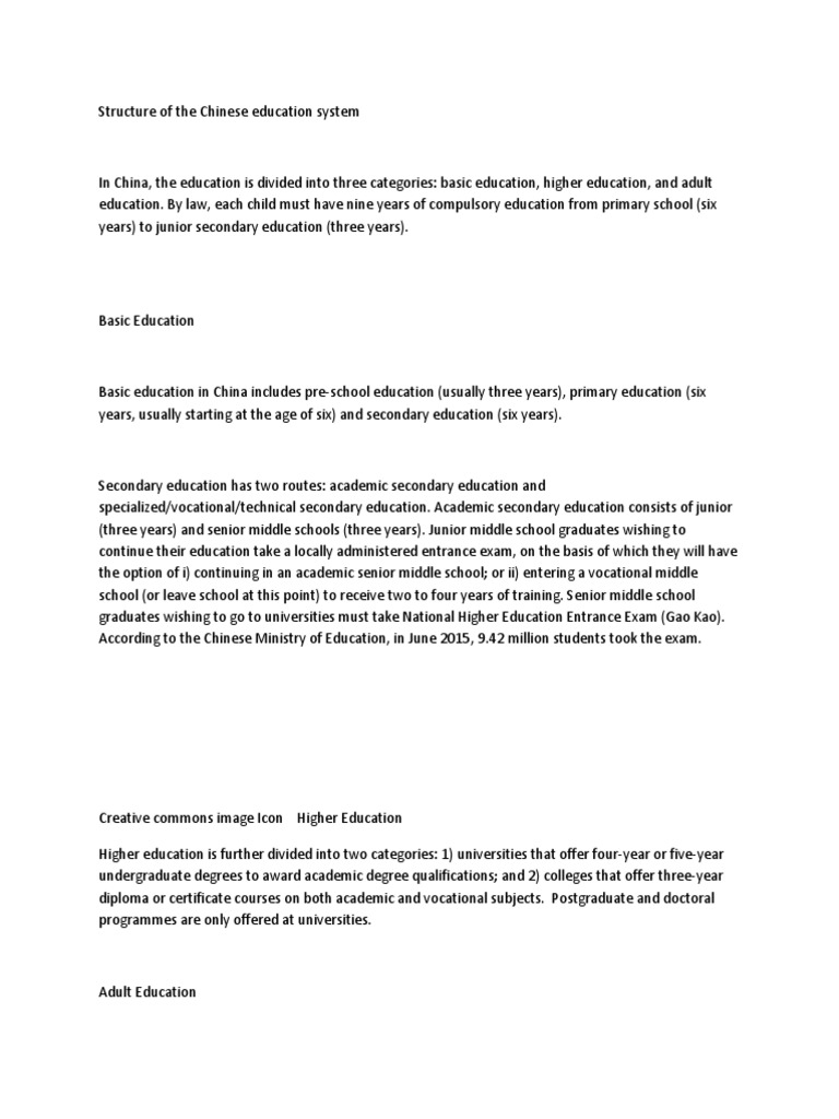 Overview of China's Education Structure | PDF | Schools | Primary Education