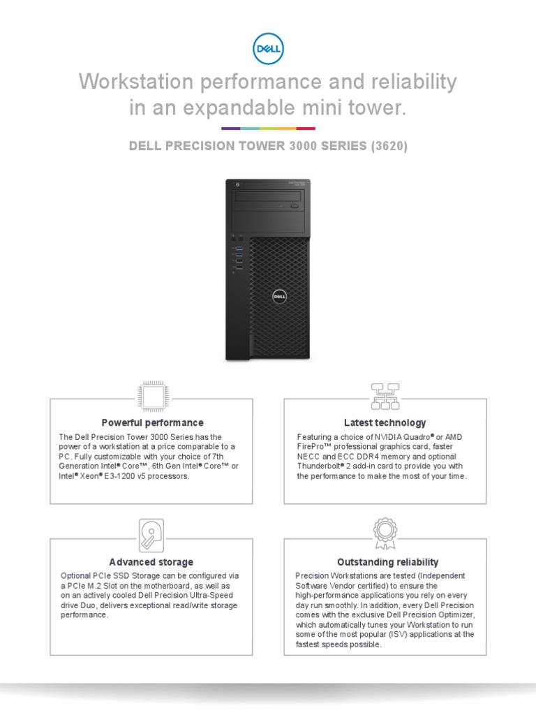 Dell Precision Tower 3000 Series 3620 Spec Sheet PDF Intel