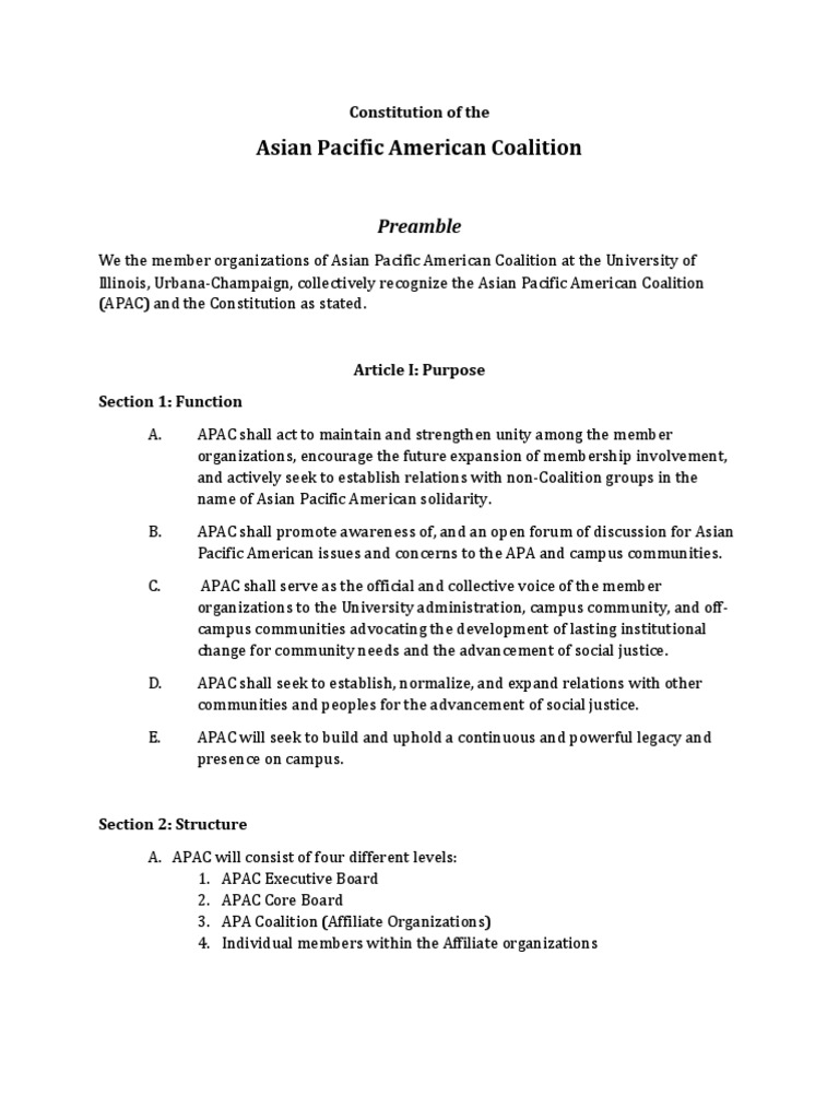 Constitution of Asian Pacific Coalition | PDF | Elections | Board Of ...