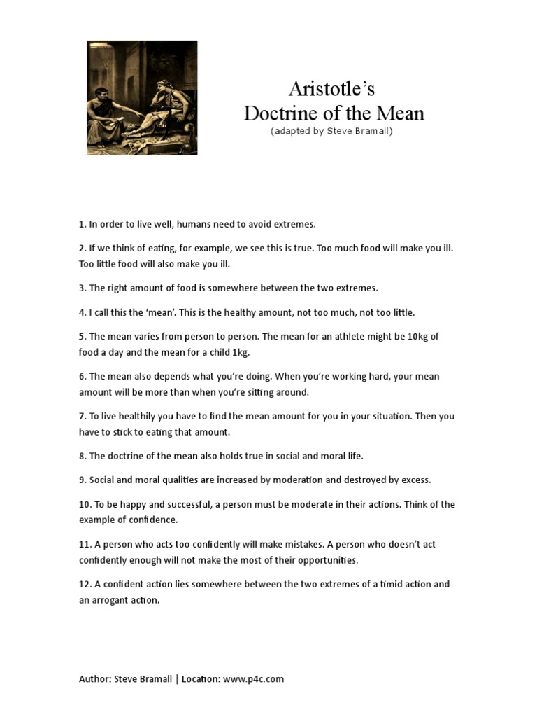 Aristotles Doctrine of The Mean 1 | PDF | Courage | Anger