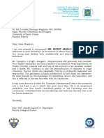 UST College of Science Recommendation Letter