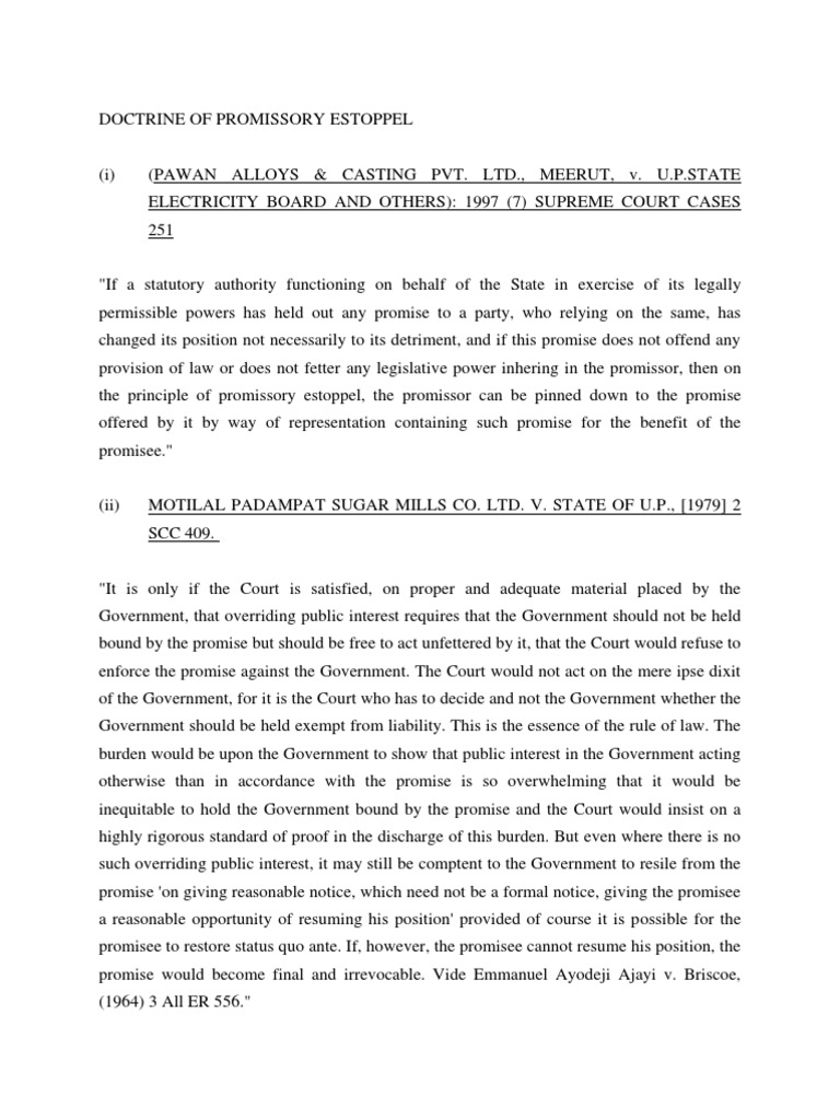 Doctrine of Promissory Estoppel and Legitimate Expectation PDF