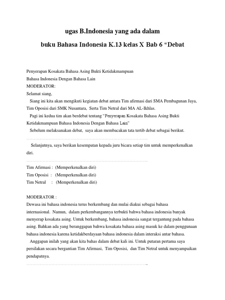Jawaban Buku Paket Debat Pdf