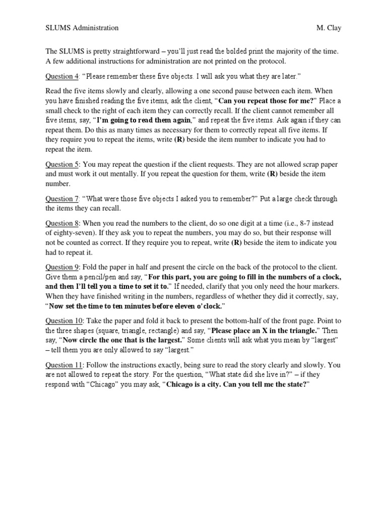 SLUMS Administration Instructions | PDF