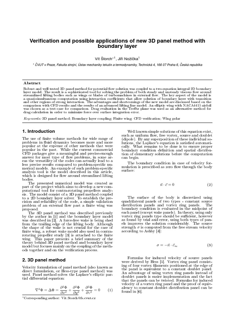 3D Panel Method for Boundary Layer Analysis | PDF | Lift (Force ...