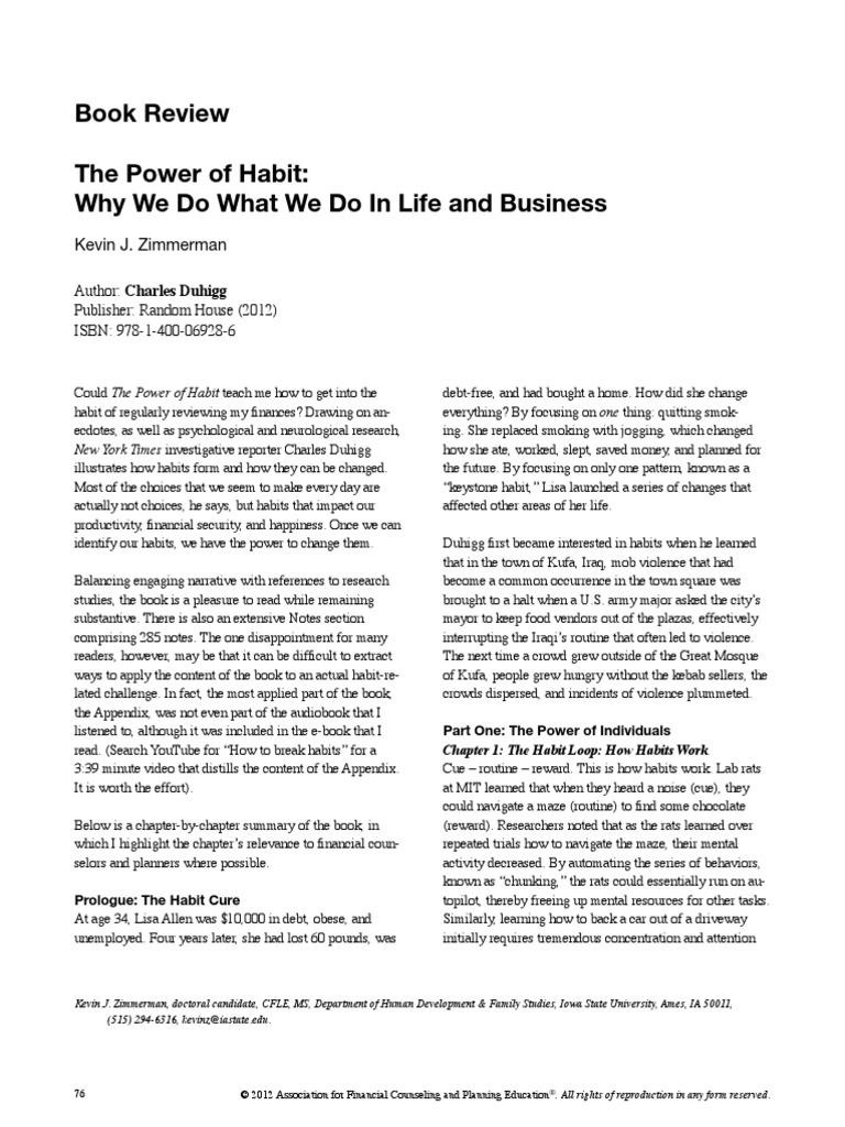 Book review the power of habit why we do what we do in life and