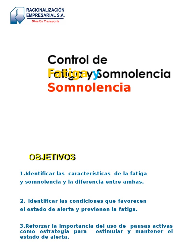 Control de Fatiga y Somnolencia | PDF | Dormir | Alimentos