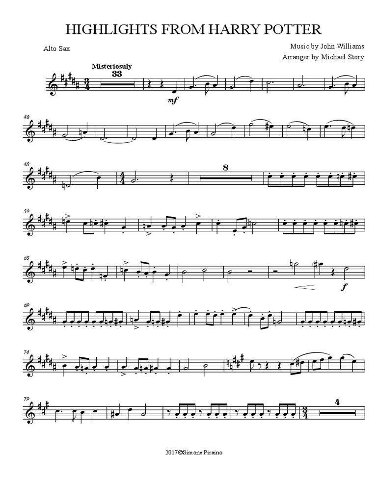 Sax Alto Harry Potter PDF Saxophone Bois (musique)
