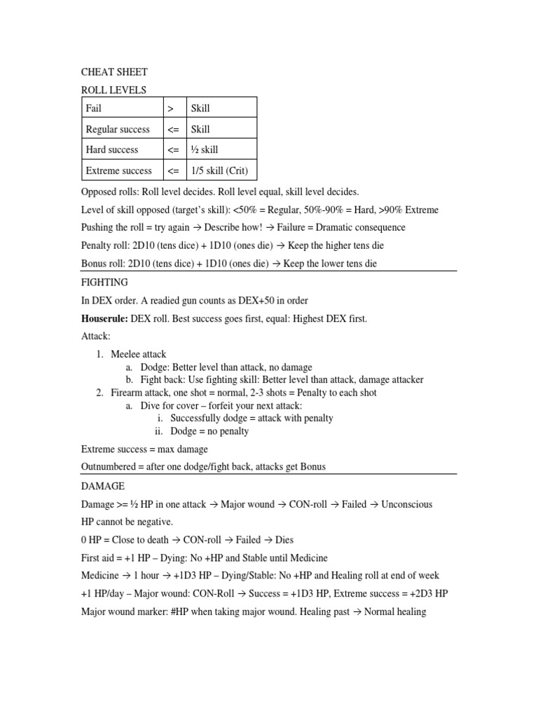 Investigator Reference Sheet for Keepers : r/callofcthulhu