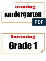Incoming: Kindergarten