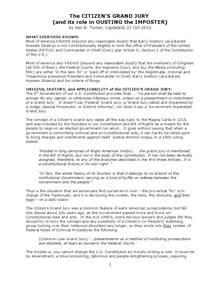 The Citizens Grand Jury by NBTurner (Updated) 21OCT2010 | PDF | Grand ...
