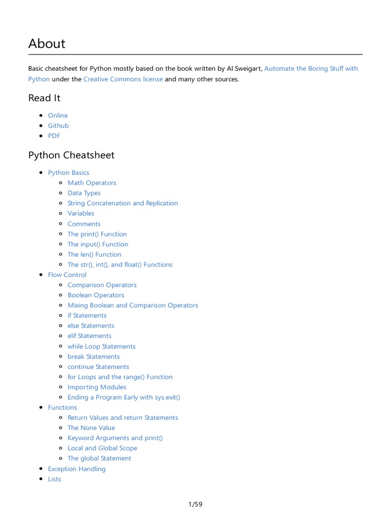 Python Cheat Sheet | PDF | Regular Expression | Scope (Computer Science)