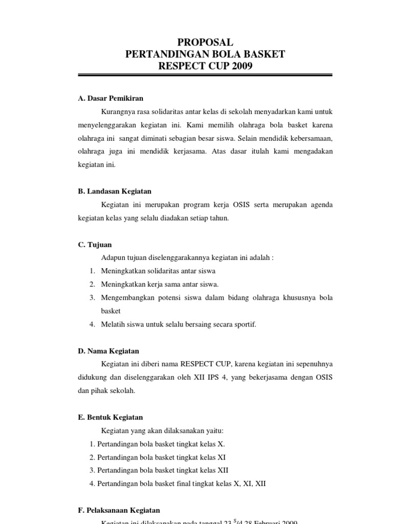 Proposal Pert An Ding An Bola Basket