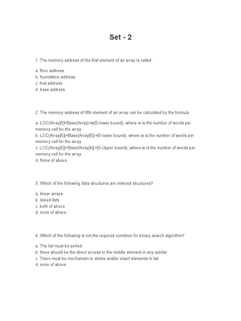 Data Structures and Memory Management | PDF | Array Data Structure ...