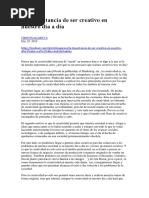 La importancia de ser creativo en nuestro día a