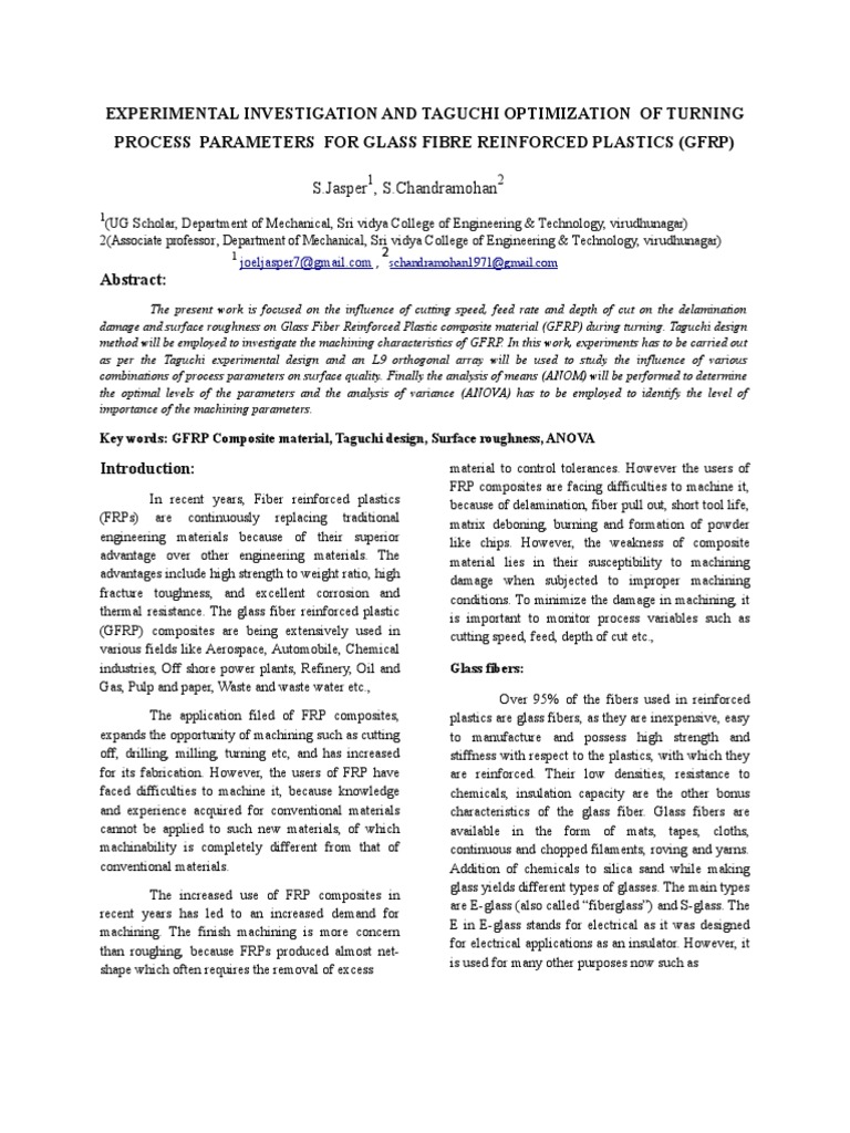 Conference Paper PDF Composite Material Fibre Reinforced Plastic