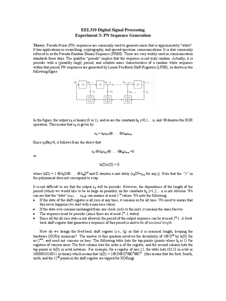 PN Sequence Generator Design Guide | PDF | Mathematical Concepts ...