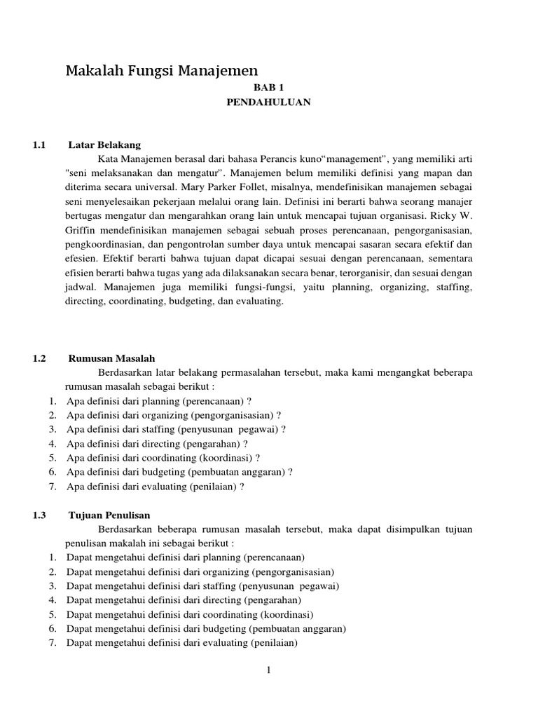 Makalah Fungsi Manajemen