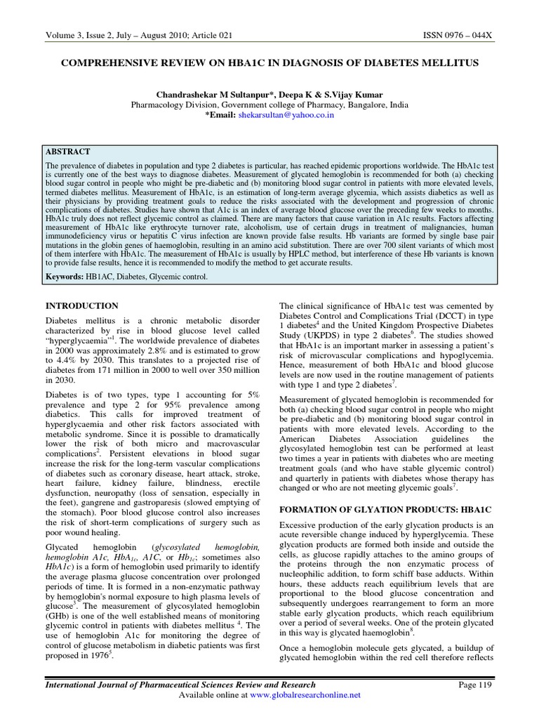 Article 021 PDF | PDF | Glycated Hemoglobin | Diabetes Management