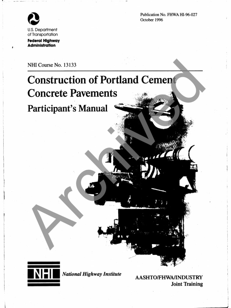 Portland Cement Concrete Training Manual | PDF | Road Surface ...