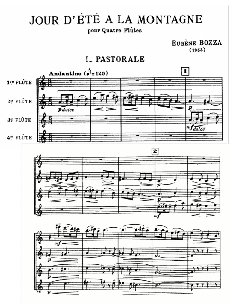 Bozza Jour D'ete A La Montagne, Flute Quartet PDF