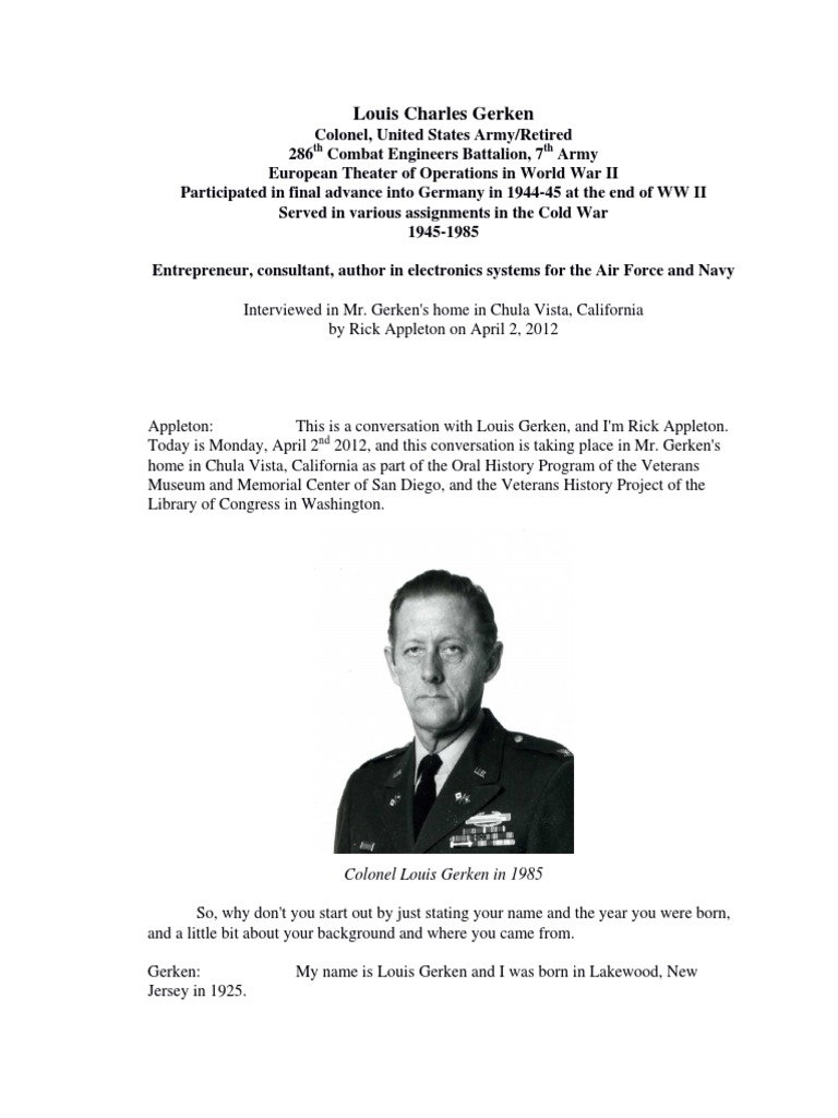 Louis Gerken: WWII Veteran's Legacy | PDF | Franklin D. Roosevelt | U Boats