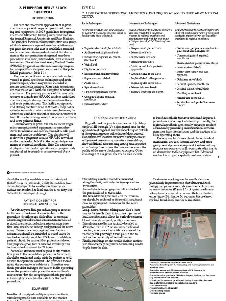 Peripheral Nerve Block Equipment | PDF | Anesthesia | Injection (Medicine)