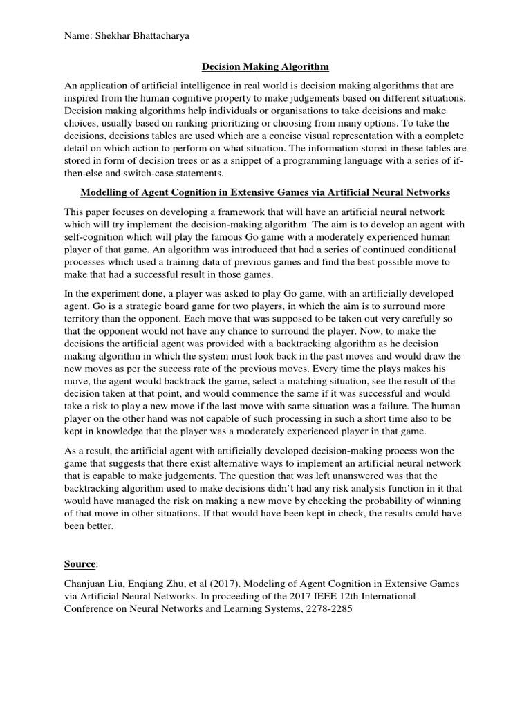 Shortreport Decision Making+ Algorithm | PDF | Decision Making ...