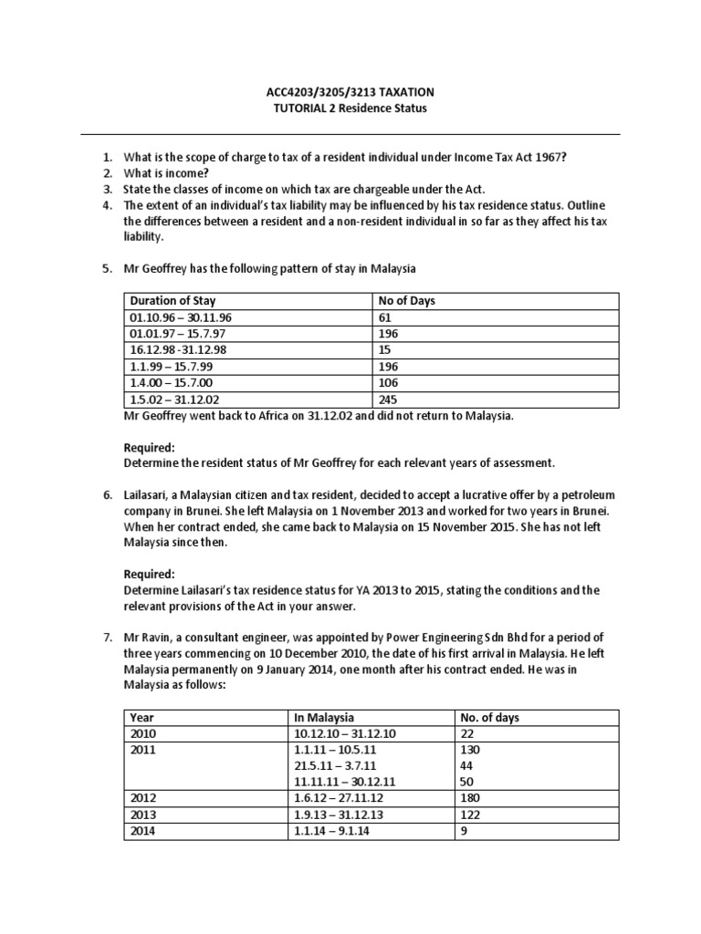 Tax Residence Status Analysis Guide | PDF | Public Finance | Taxes