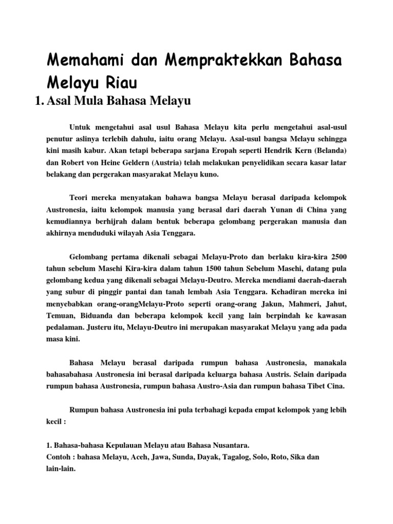 Memahami Dan Mempraktekkan Bahasa Melayu Riau Pdf