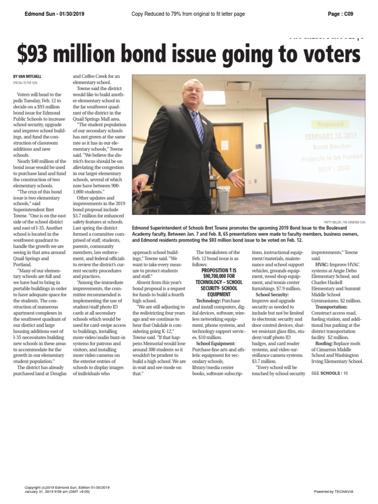 $93 Million Bond Issue Going To Voters: Progress: Schools - 9 | PDF ...