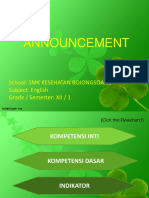 Announcement: School: SMK Kesehatan Bojongsoang Subject: English Grade / Semester: XII / 1