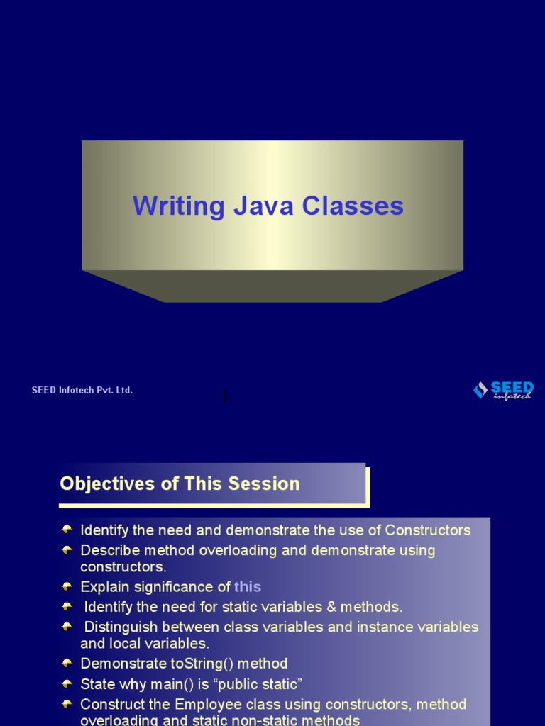 3 - Writing Java Classes | PDF | Constructor (Object Oriented ...