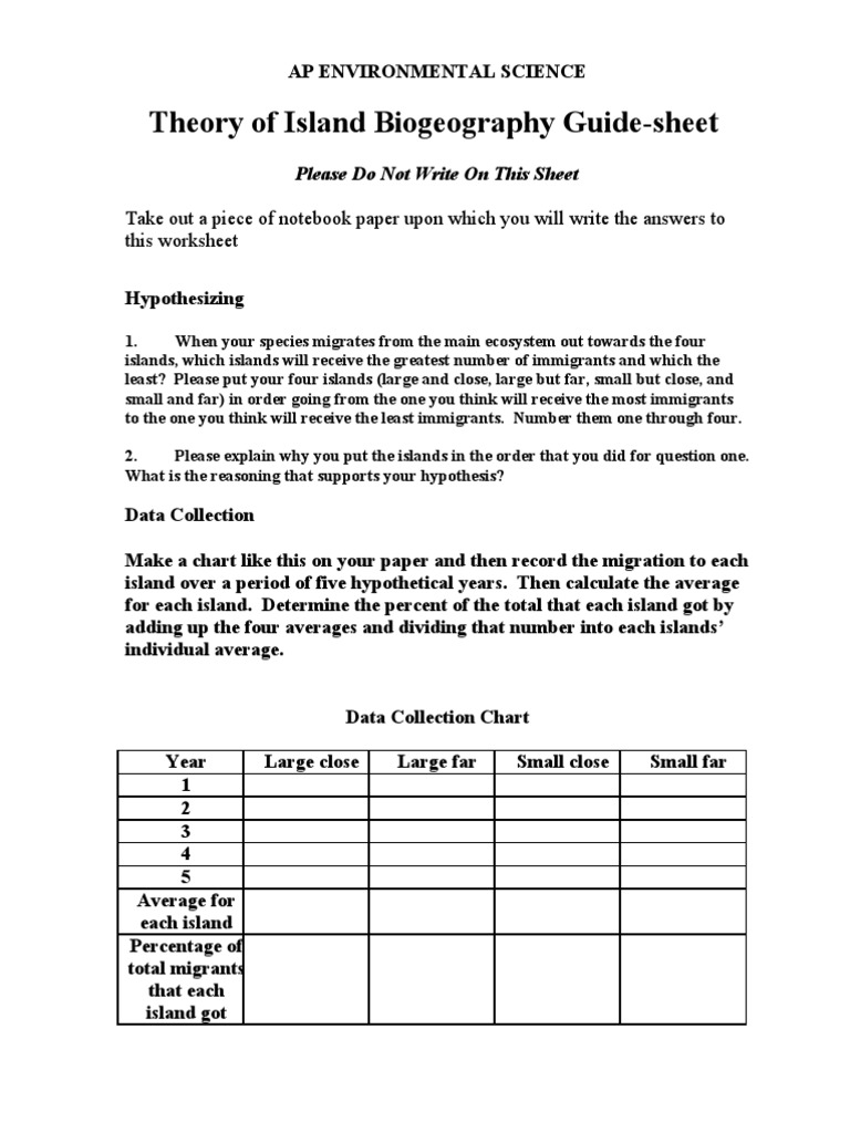 CH 8 Island Biogeography Lab PDF Biogeography Hypothesis