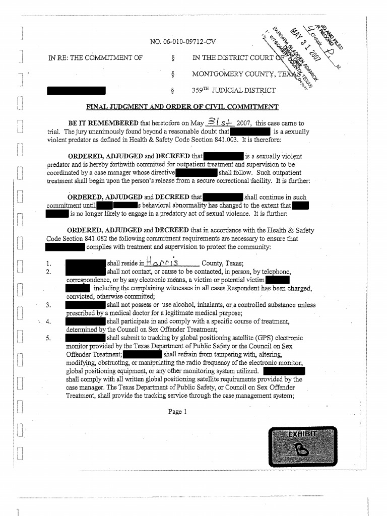 Texas Sexually Violent Predator Civil Commitment Conditions | Polygraph ...