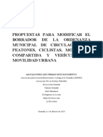 Propuestas para modificar el borrador de la Ordenanza municipal de Granada sobre la circulación de peatones, ciclistas, movilidad compartida y vehículos de movilidad urbana