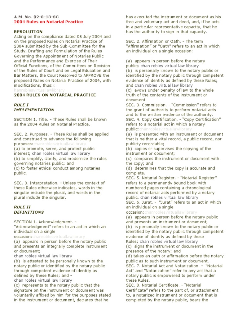 Rules on Notarial Practice Definitions, Requirements for Commissioning