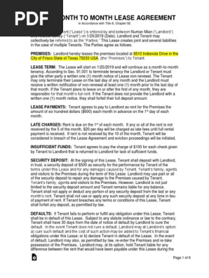 Texas Month to Month Lease Agreement Template (AutoRecovered)