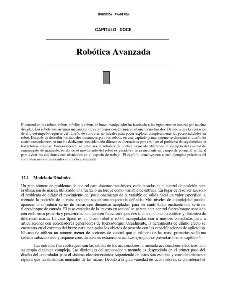 Control en Robótica Avanzada | PDF | Robot | Robótica