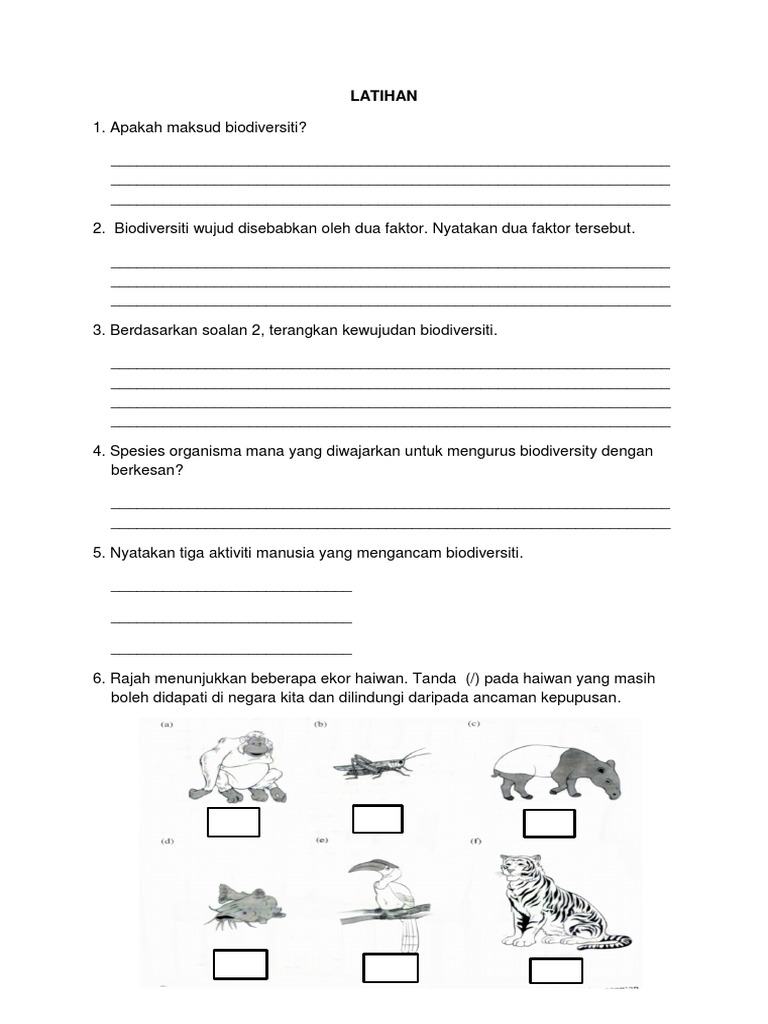 Latihan Bab 1 Biodiversiti Pdf