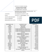 Liquidation Form: Office of Student Affairs