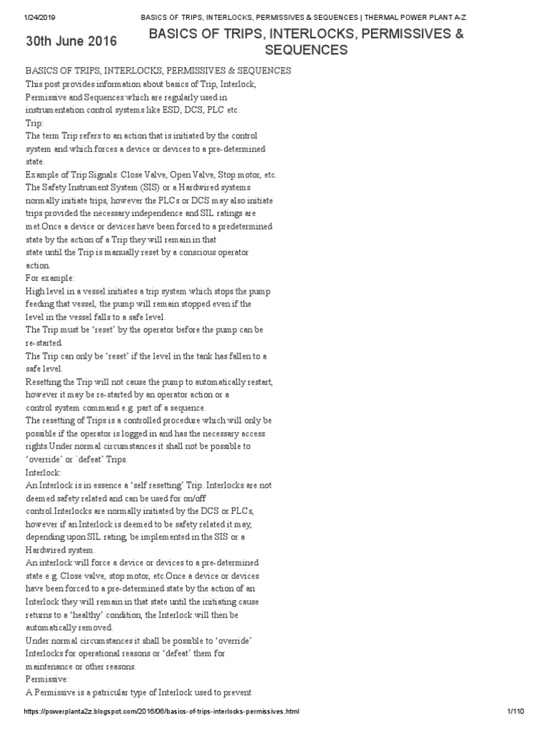 Basics of trips, interlocks, permissives – PZGI