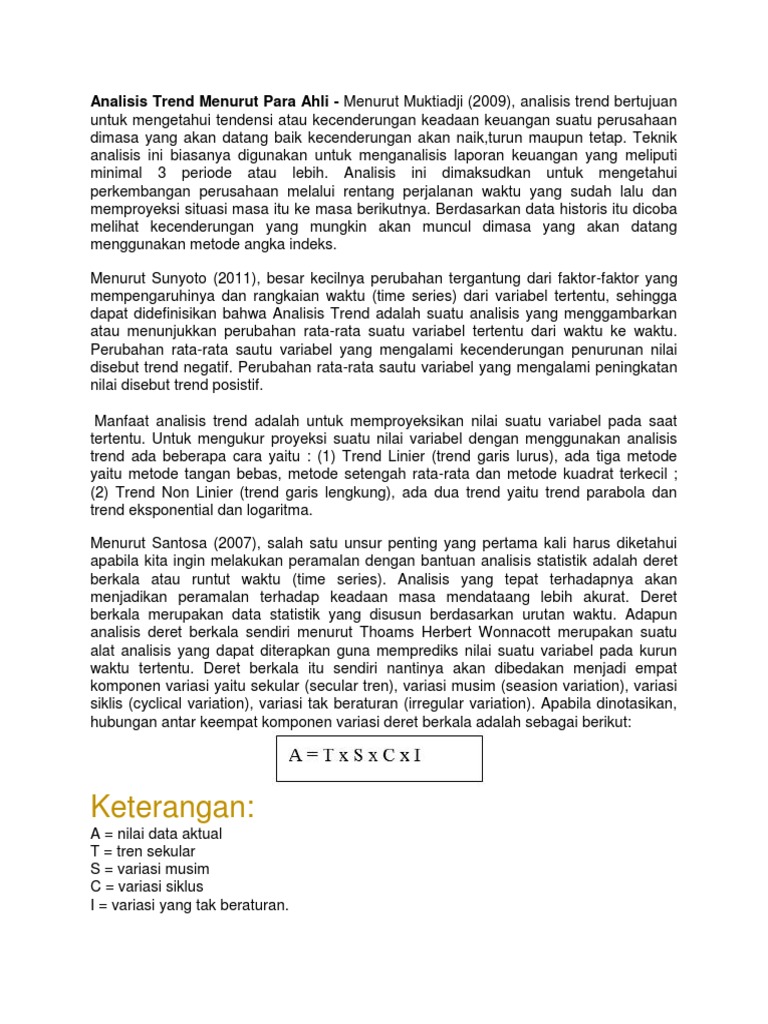 Analisis Trend Menurut Para Ahli