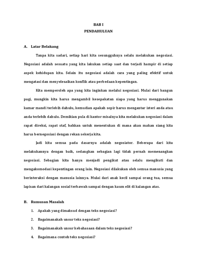 Contoh Makalah Negosiasi