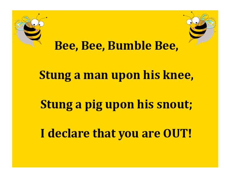 Bumble Bee Stings: A Rhyme | PDF