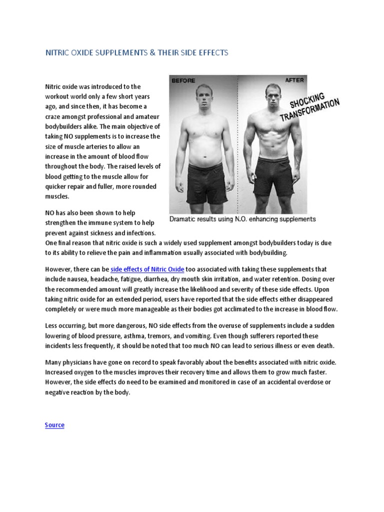 Nitric Oxide Supplements: Side Effects Explained | PDF | Self ...