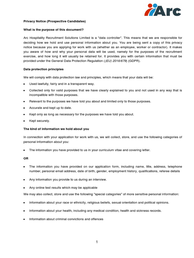 Candidate Privacy Notice Overview | PDF | Personally Identifiable ...